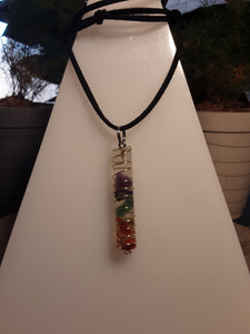 7 Chakra Stones Necklace #8 cylinder