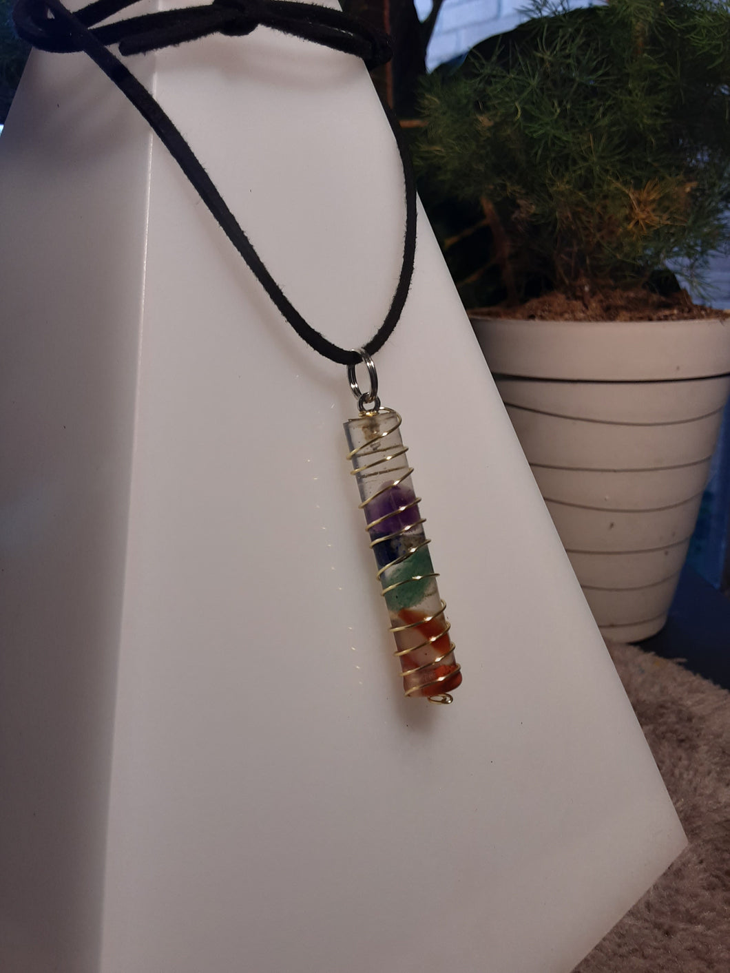 7 Chakra Stones Necklace #8 cylinder