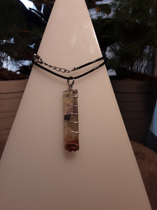 7 Chakra Stones Necklace #3 long diamond